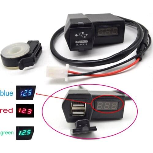 Motorcycle ATV GPS Cell Phone Double USB Socket Power Socket Charger + LED Voltage Voltmeter Motorcycle Parts