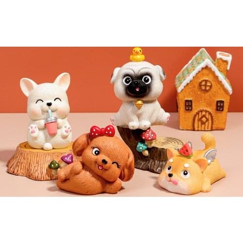 Cartoon cute mini resin puppy decoration, creative home desktop decoration crafts small animal decoration