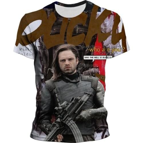 New Marvel Hero Winter Soldier T Shirt Men Kawaii Cartoon Avengers Bucky Barnes Graphic Tees Harajuku Unisex Tops T-shirt Male