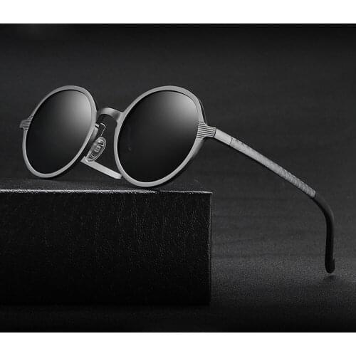 Men Fashion Outdoor Sports Ultralight Al-Mg Alloy Round Full-Rim Polarized Sunglasses Custom Made Myopia Glasses-1 to -6