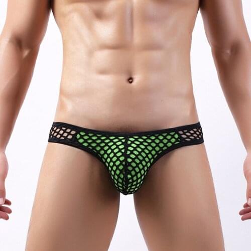 Sexy Men Mesh Briefs U Convex Pouch Bikini Male Gay Sheer Hipster Jockstrap Underwear See Through Transparent Underpants