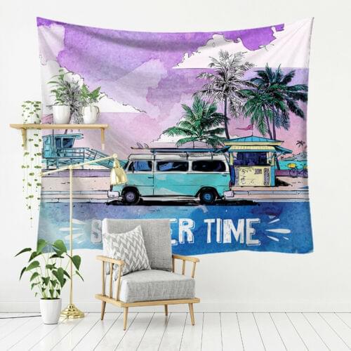 Beach Bus Series Tapestry Wall Hanging Interior Decoration Living Room Bedroom