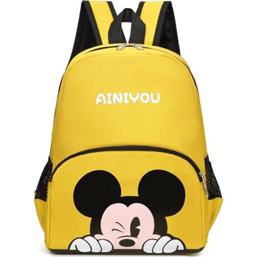 2021 New Cute Cartoon Disney School Bag Mickey Pattern Red Yellow Pink Blue Backpack Kindergarten Preschool Education School Bag