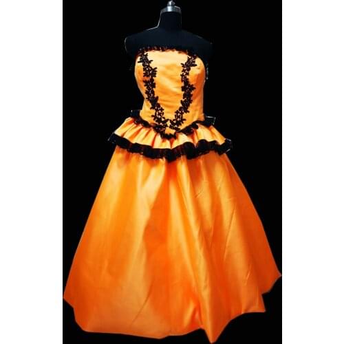 New orange Vintage costumes 18th Duchess Retro medieval Renaissance Reenactment Theatre Civil war Victorian dress D-344