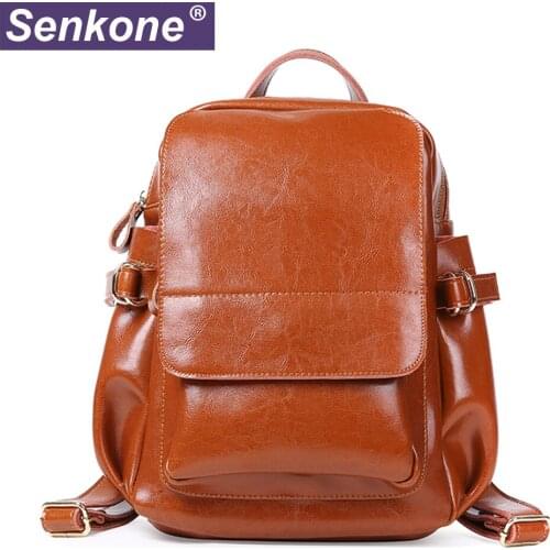 Women Luxury Backpack Genuine Leather Travel Mochilas Mujer 2021 Bagpack Teenage Girls Shoolbag High Quality Vinatge Backpack