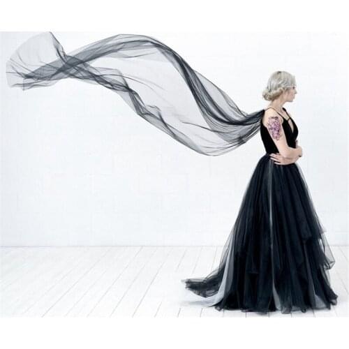 Black Ivory Tulle Wedding Capes Long White Champagne Vintage Bridal Shoulder Veils Wedding Cloak for Brides Velos de Novia 2 3 m