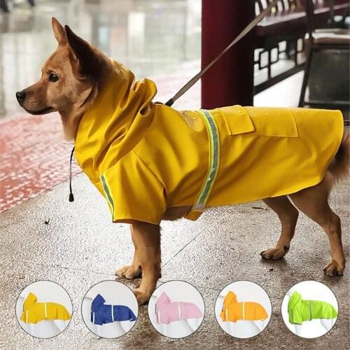 Pet Raincoat Reflective Waterproof Dog Clothes Big Dog Poncho Waterproof Hooded Dogs Raincoat Jacket Jacket Pet Clothes