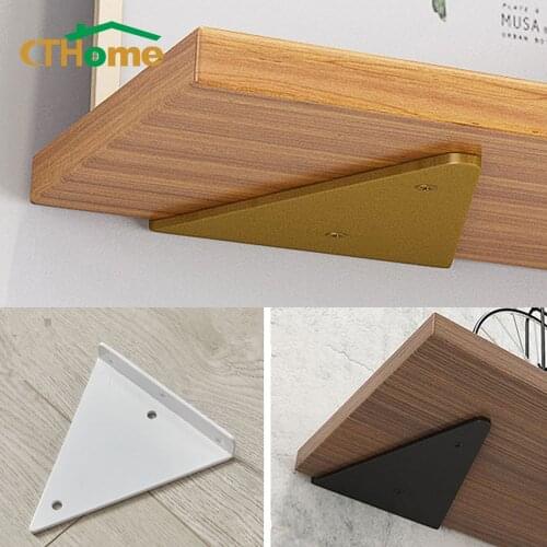 2pcs Wall Bracket Triangle Golden Black White Iron Heavy Support Bracket Fixed Metal Furniture Floating Shelf Bracket Decoration