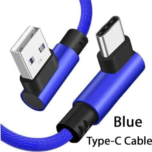 Cable Micro Type C USB Length 1M 2M Mobile Phone Nylon Weave 90 Degree Data With For Huawei Xiaomi Samsung Fast Charging Wire