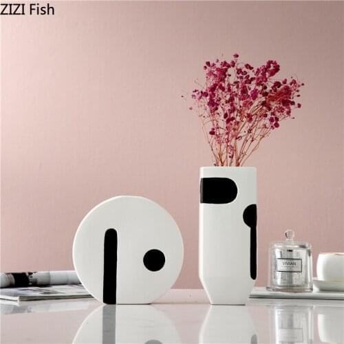 Flower Vase Home Decoration Ceramic Vases Round Square Minimalist Flower Pot Flower Insert Nordic Home Decoration Accessories