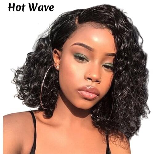 Water Wave Transparent Lace Bob Closure Wig Human Hair Wigs 4x4 Pre Plucked Lace Front Human Hair Wig T Part Lace Wig Curly Remy