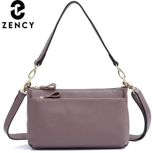 Zency Genuine Leather Simple Classic New Female Shoulder Bag Square Small Commute Crossbody Handbag For Women High Quality Soft