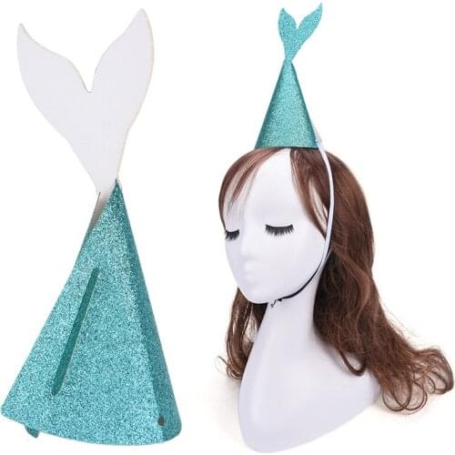 1PC Glitter Mermaid Tail Party Hats Girlfriends Birthday Party Hat Fashion Funny Hat