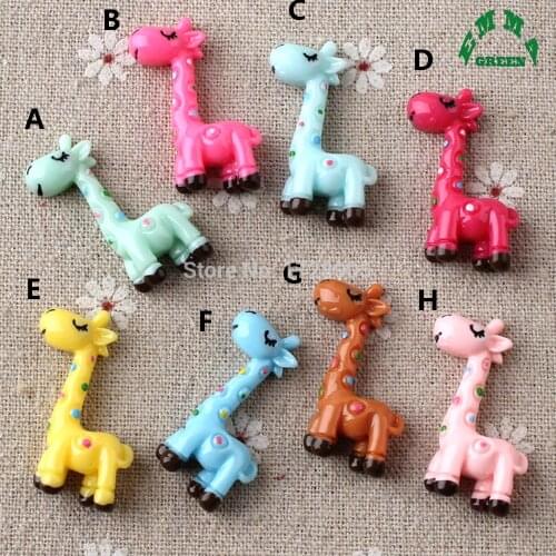 Flat Back Resin Cabochon Giraffe Cartoon Animal Flatback 33*25*2 mm 10 pcs Kawaii Resin Craft Decoration DIY Embellishment
