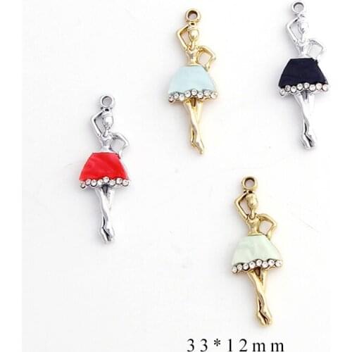 10pcs/lot Crystal Colorful Ballet Dancer Dangle Handmade Charms Pendant DIY for Bracelet Necklace Bag