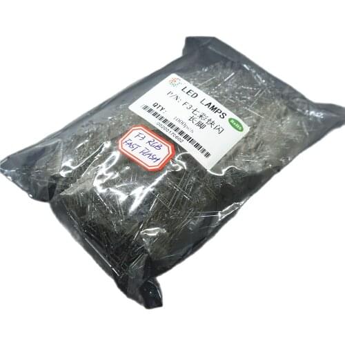 1000PCS F3 RGB FAST FLASH LED WATER CLEAR / DIFFUSED DIP-2 LONG PIN 3MM Light beads Free shipping