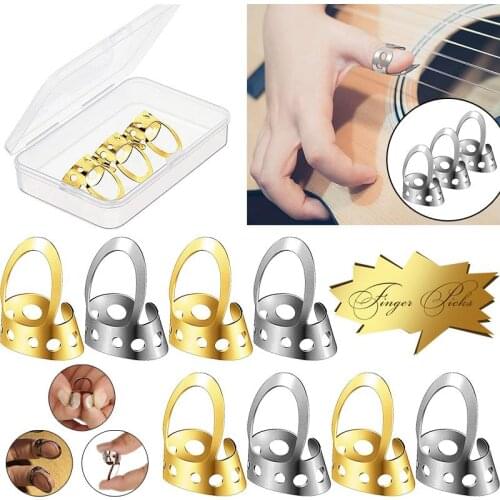 12pcs Metal Banjo Guitar Finger Picks Adjustable Finger Picks Stringed Musical Instruments Guitarra Pick Parts Accessories