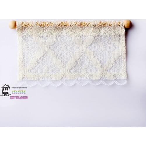 2.36" Dollhouse Miniature Dolls Accessory White Lace Rectangle Curtains Window Decorations
