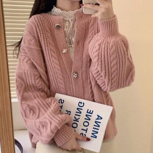 2021 Autumn Winter Knitted Female Blouse Female Coat Cardigan Parkas Womens Blouse Korean Fashion Womens Oversized Sweaters