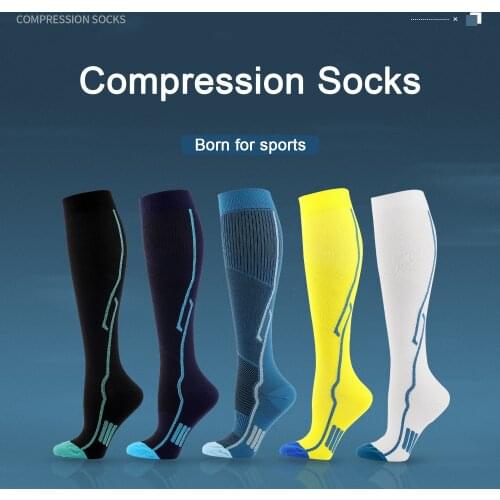 2021 Marathon Sports Compression Socks Men Women Rainbow Stripes Blood Promote Circulation Medical Compression Stockings Gift