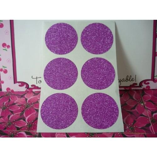 3.8cm Round Glitter Purple Sticker