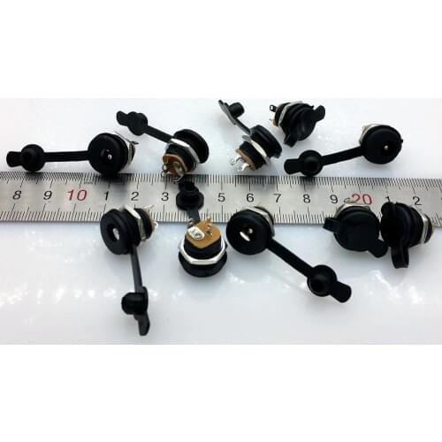 3pin 5.5x2.5mm DC power supply socket DC Female Panel Mount Connector inside nut with waterproof cap 10pcs/lot