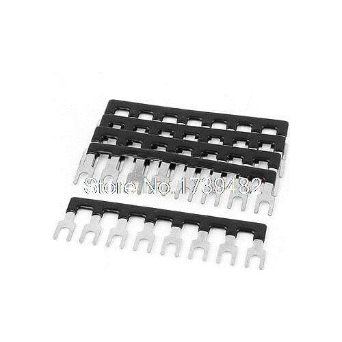 5 Pcs Fork Type 8 Postions Terminal Strip Jumper Block 400V 10A Black