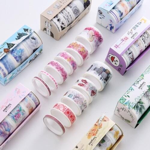 6Pcs/Set Japan Cherry Blossom Washi Tape Decorative Adhesive Stickers Scrapbooking Journal Stationery Masking Tape