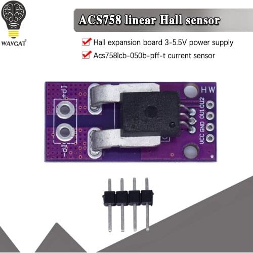 WAVGAT official ACS758LCB ACS758LCB-050B-PFF-T Hall Current Sensor Current Module NEW Diy Kit Electronic PCB Board Module