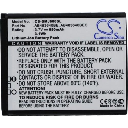 Cameron Sino 850mAh Battery AB483640BE for Samsung B3210,B3310,C3050,C3053,S7350,S8300,F110, F118,F768,J600,J608,J610,J618,J750
