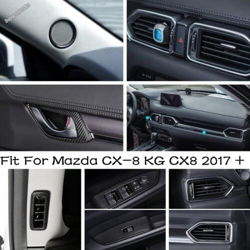 Carbon Fiber Accessories For Mazda CX-8 KG CX8 2017 - 2021 Inner Window Pillar A Audio Speaker Tweeter / AC Vent Cover Trim ABS