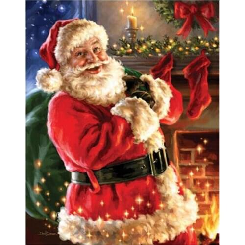 DIY Santa Claus 5D Diamond Painting Mosaic Full Round SQUARE Diamond Embroidery Cross Stitch Winter Christmas Gift