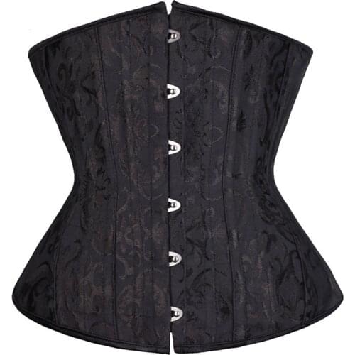 White/Black 26 Steel Bones Underbust Corset Woman Jacquard Brocade Waist Slimming Corset Top Plus Size Corset
