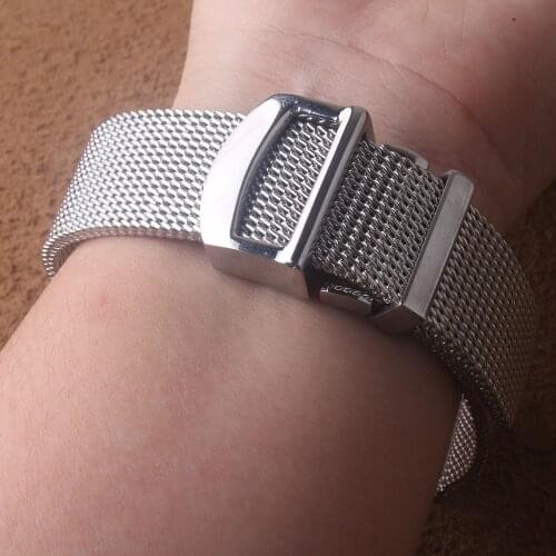 High Quality Watchband shark Mesh Silver Stainless steel Wrist Watch strap bracelet with brand style deployment clasp 20mm 22mm