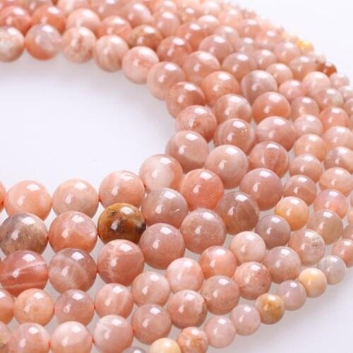 Natural Gem Stone Beads Sunstone Semi-precious Round Loose Beads 4 6 8 10 12mm For Bracelets Necklace Jewelry Making