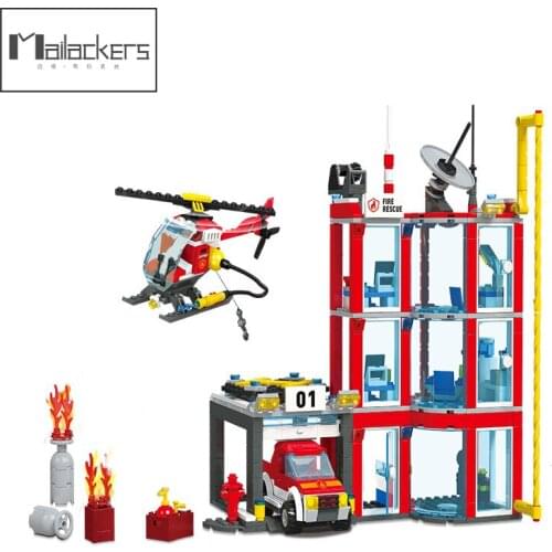 Mailackers City Fire Station House Sets Airport Plane Airplane Building Blocks City Street Bricks Toys For Children