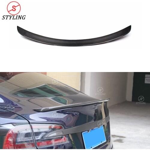 Gloss Black Finish Carbon Spoiler For Tesla Model S Carbon Fiber Rear spoiler trunk wing Sedan 2012 2013 2014 2015 2016 2017