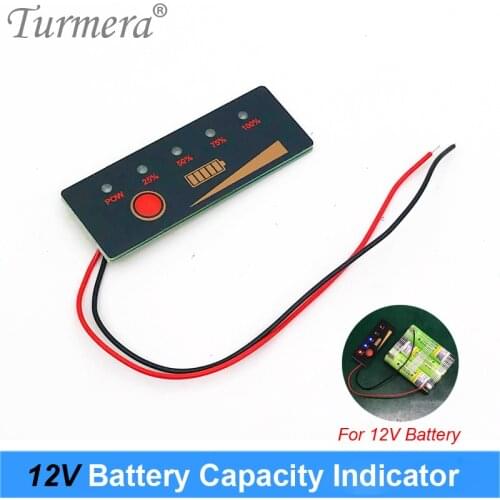 Turmera 12V Battery Capacity Indicator Tester for 3S 12.6V Storage Box Lithium Battery and Uninterrupted Power Supply Dropship A