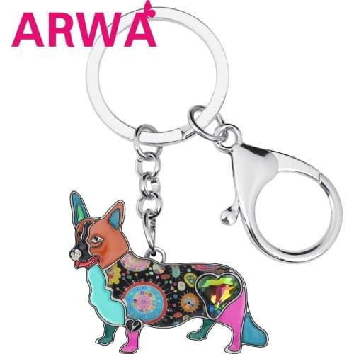 ARWA Enamel Alloy Cardigan Welsh Corgi Dog Keychains Cute Animal Keyring Jewelry For Women Kids Girls Gifts Charming Accessories