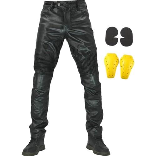 Motorcycle Riding Jeans Motocross Racing Pants PU Leather Biker Trousers Waterproof Windproof Men Women With 4 x CE Knee Hip Pad