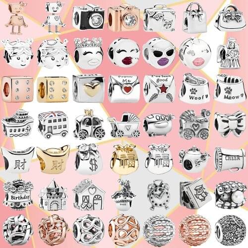 New High Quality 100% 925 Sterling Silver Original Camera, Baby Carriage, Lucky Bag Charm, Female Fashion Diy Travel Accessories