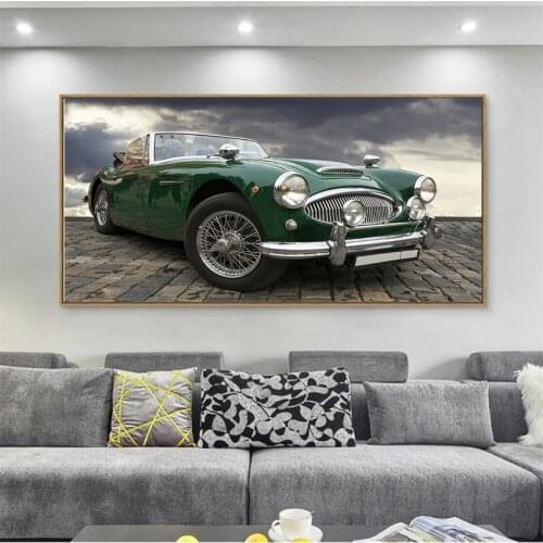 Posters and Prints Nordic Arts Decor Wall Pictures large Car Ancient Running Car Wall Painting Pictures Wall Home Decoration