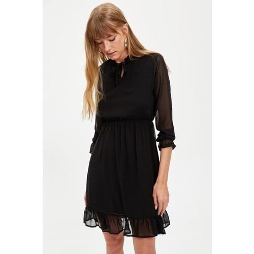 DeFacto Skirt Tip Flounces Long-Sleeve Dress