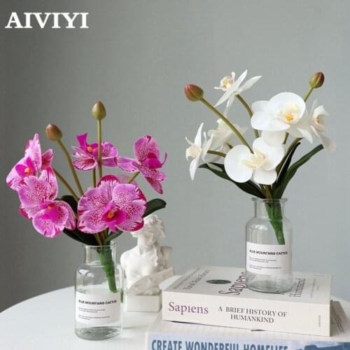 6 Hands Feel Film Belt Leaf Orchid Tape Fake Flowers Home Decoration Potted Planting Highend Flower Materials Phalaenopsis