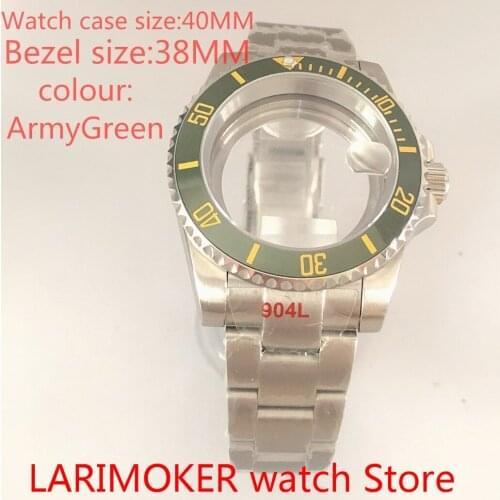 Suitable for NH35 NH36 Miyota 8215 40 mm sapphire glass 904L stainless steel case transparent back with bezel Drak green