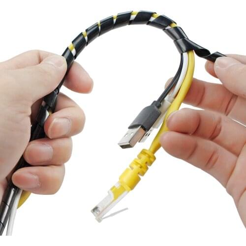 Freeshipping16mm * 5m length Polyethylene cable and wire cord spiral wrap for cable tidyTube computer Manage Cord Cable Sleeves