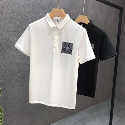 High-quality cotton summer Polo shirt mens short-sleeved trendy brand fashion printed collared t-shirt 2021 trendy mens half-s