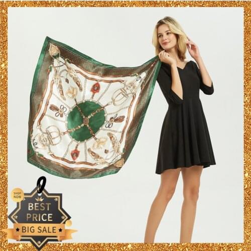 2020 New Print Women Scarf 90cm Square Pashmina Twill Silk Feeling Ladies Kerchief Luxury Scarves Hijab Fashion Shawls and Wraps