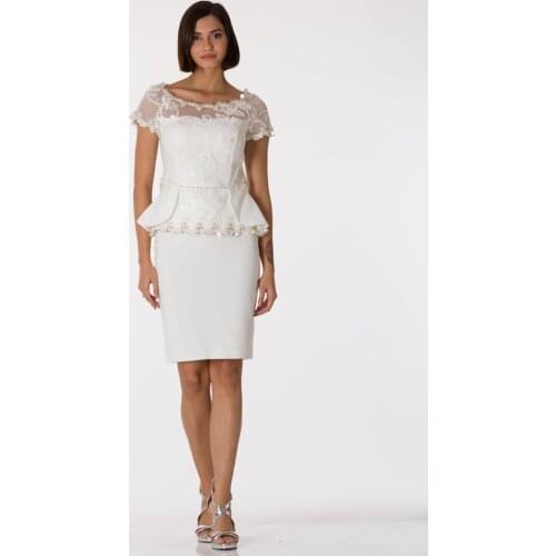 SHECCA (28415) white and pink Lace double suit evening dress model