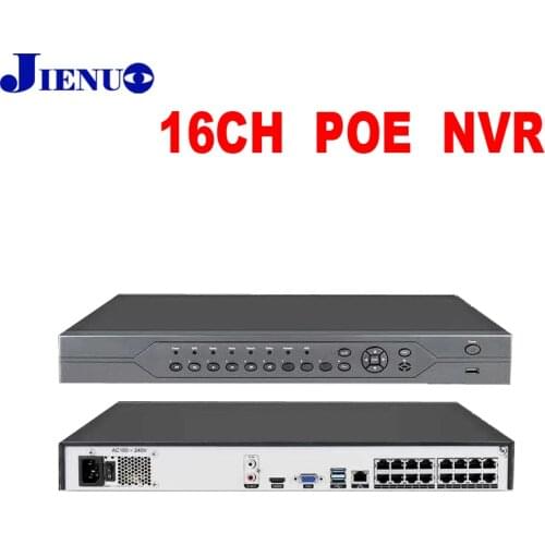 JIENUO 16CH POE NVR HD CCTV Surveillance Security 16Channel System Network Video Recorder for 5MP 4K 8MP Onvif IP Camera XMEye